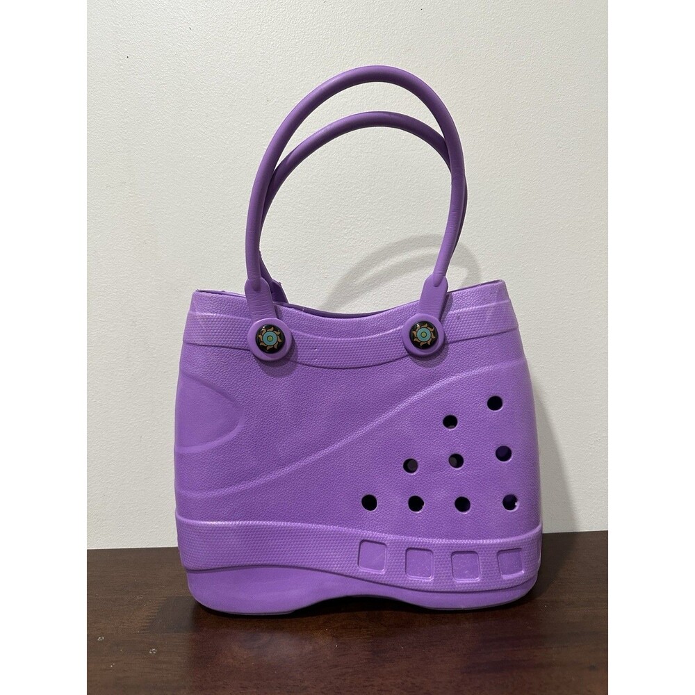 Optari purple tote soft rubber pool beach bag